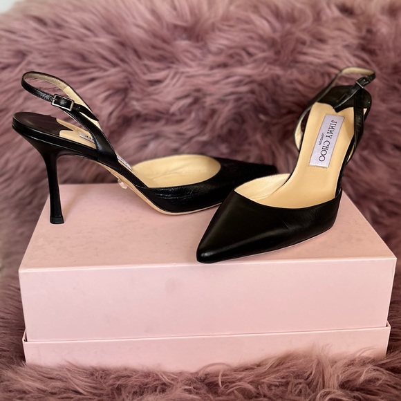 Jimmy Choo Shoes - Jimmy Choo Slingback pointed toe black leather pumps